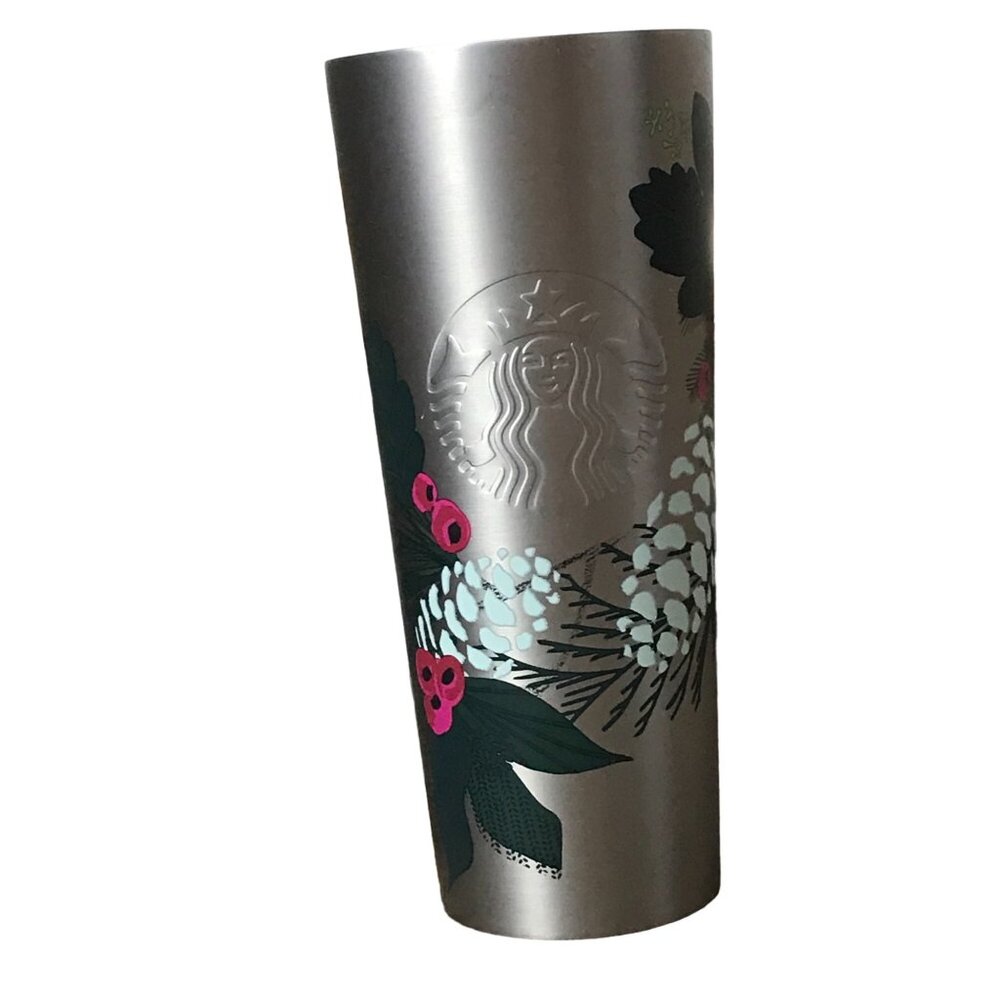 Starbucks 2021 HOLIDAY Pinecone‎ Berry Metallic Stainless Steel Tumbler 24 Oz.